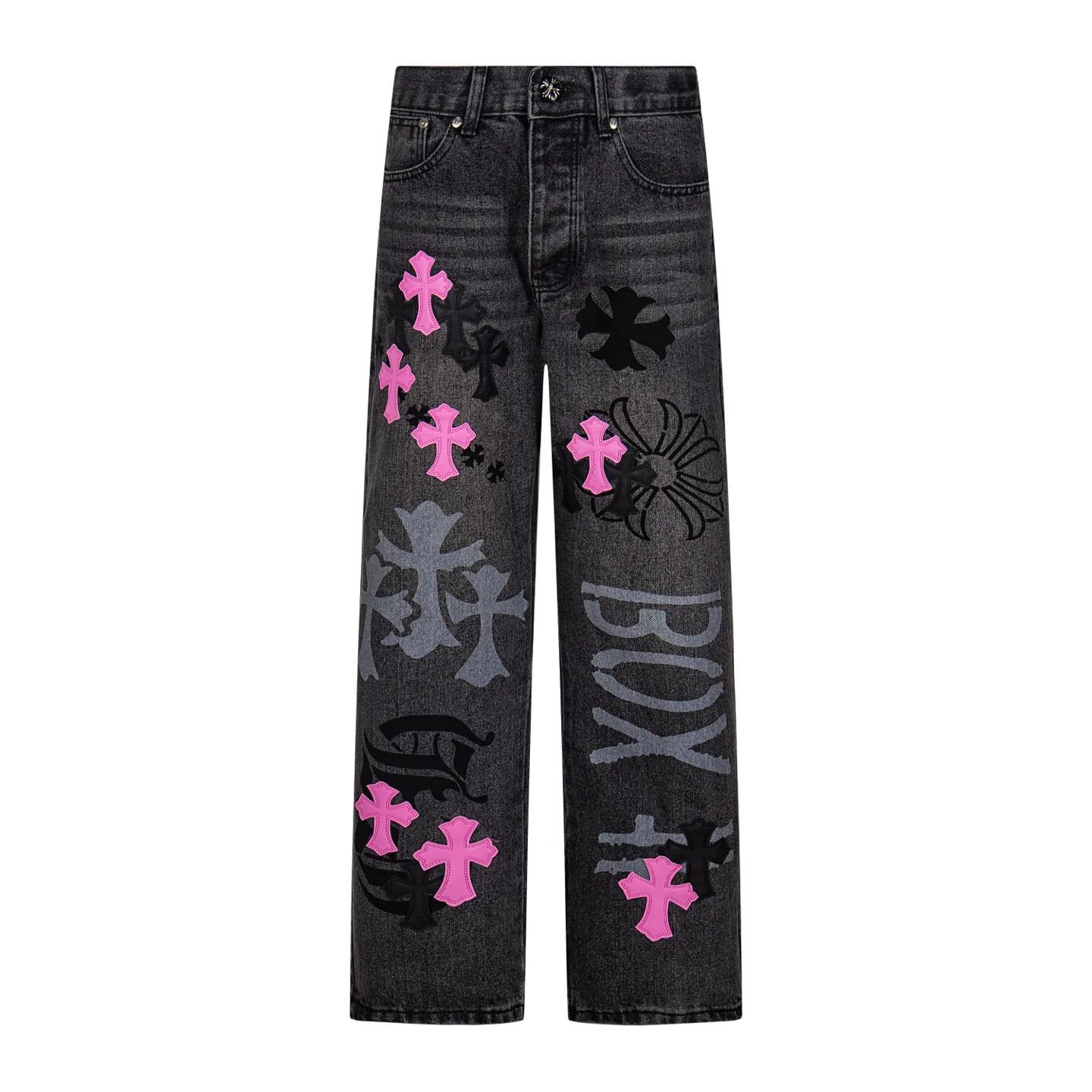 P270 top version) Chrome Hearts Chrome Hearts Jeans Purple Matty Boy Sex Records Rivet Style Work Jeans CH Jeans need to be washed and disassembled and then hand-stitched with sheepskin cross leather and then spliced ​​together. The whole piece has too much craftsmanship to explain. The cabinet price is 32W+ level, patchwork cross flower embellishment, high-waisted washed jeans! ! Absolutely high-end luxury products, 8W+ level god-level items, super popular products, made with top heavy industry, a magic weapon that cannot be missed. About Kroxin This is an extremely luxurious fashion brand, which can also be called the nobles of the high street. It has always been an exclusive brand for some hipsters or rich second generation. Compared with ordinary high streets, it is more luxurious and noble. Compared with luxury brands, it has a more fashionable personality and has always been a brand that I have a special liking for. Size: 28-30-32-34-36 (corresponds to S-M-L-XL-XXL)